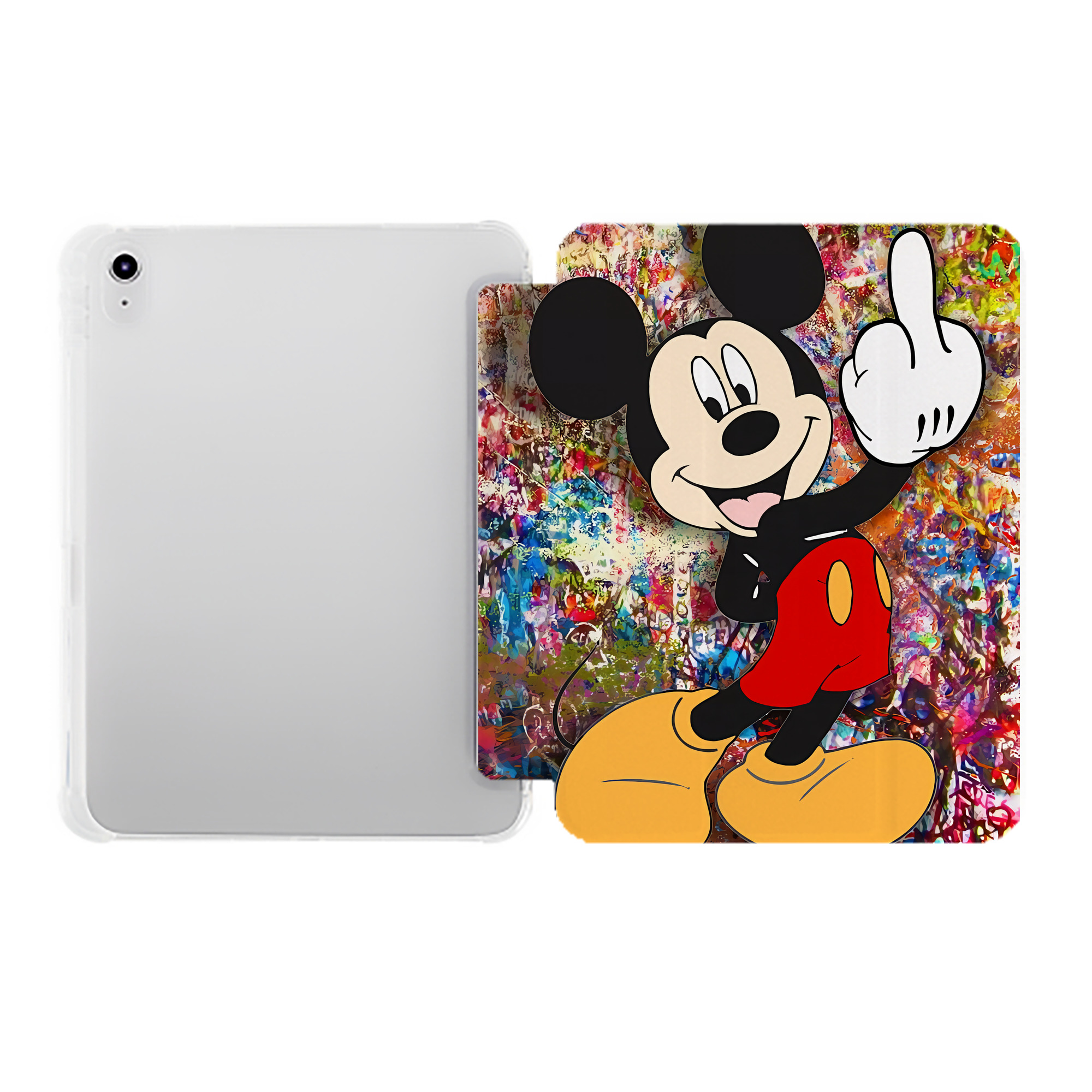 （画像用） ミッキーマウス Mickey Mouse IPad ケース ペン収納付き 三つ折りスタンド PUレザー×シリコン 対応機種9.5/10.5/10.9インチ